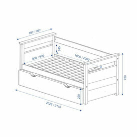 Schma dimensionnel Lit banquette gigogne Izao