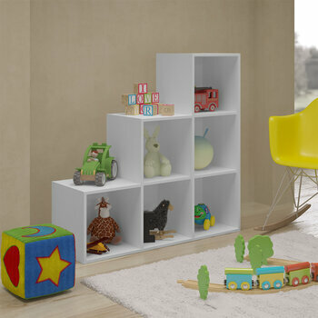 Casier De Rangement 6 Cases Timeus Gris - Petit meuble enfant BUT