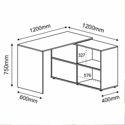 Dimensions bureau d'angle Angus 