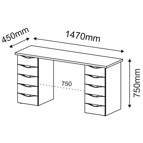 Schma dimensionnel bureau Sirius