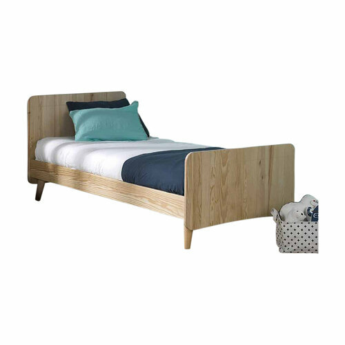 Pack lit avec pieds et matelas Spike Bois naturel