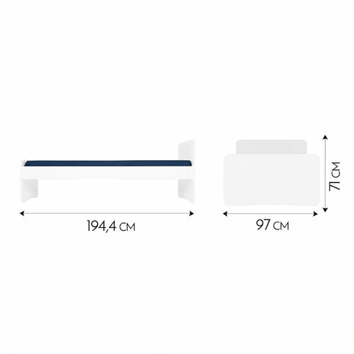 Schma dimensionnel du lit gigogne Spike blanc