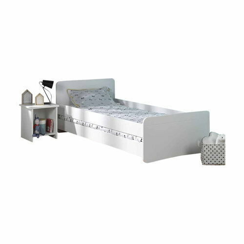 Mise en ambiance du Lit volutif Spike blanc avec barrire