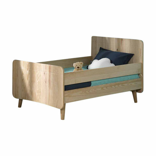 Lit volutif avec pieds Spike Bois Naturel avec barrires