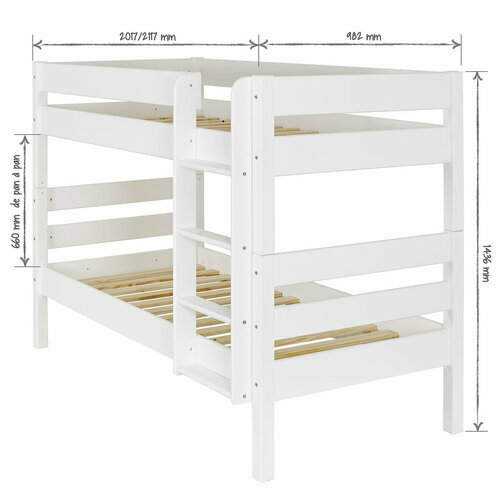 Schma dimensionnel du lit superpos Nubie Blanc