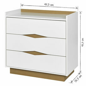 Schma dimensionnel de la commode nais blanc et bois