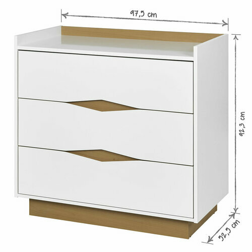 Schma dimensionnel de la commode nais blanc et bois