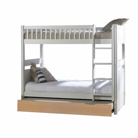Lit superpos avec sommier gigogne Victoria Blanc et bois