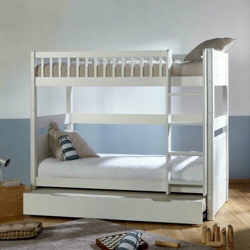 Ambiance du Lit superpos avec sommier gigogne Victoria Blanc