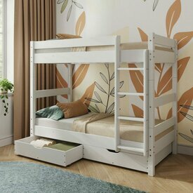 Ambiance - Pack lit superpos� s�parable avec tiroirs et 2 matelas Aaron Blanc