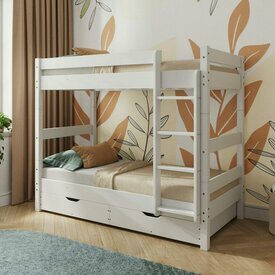 Ambiance - Pack lit superpos� s�parable avec tiroirs et 2 matelas Aaron Blanc