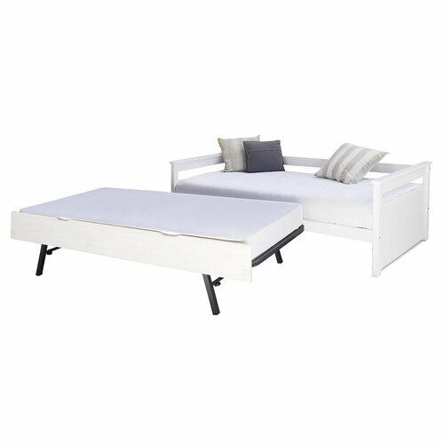 Pack lit gigogne avec 2 matelas Izao - Blanc spar