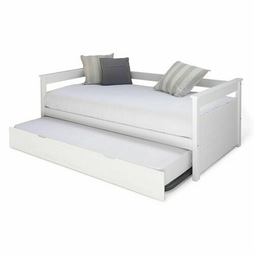 Pack lit gigogne avec 2 matelas Izao - Blanc ouvert