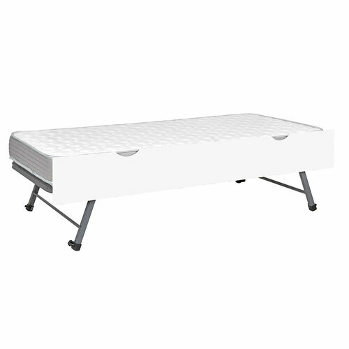 Sommier gigogne avec faade et matelas Kala blanc