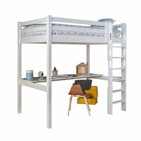 Lit mezzanine avec bureau Orphe blanc