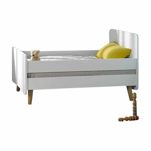 Vue de face du Lit enfant volutif avec pieds et barrires Spike Blanc