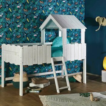 Pack lit cabane mi-hauteur avec matelas Donnie