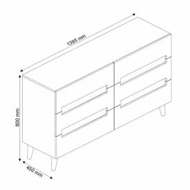 Schma dimensionnel Commode 6 tiroirs Kota