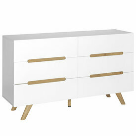 Commode 6 tiroirs Kota coloris blanc et bois