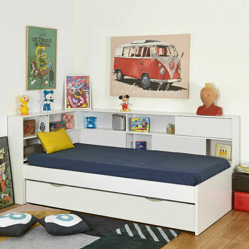 Chambre avec lit Cosy Play Blanc tiroirs poussés