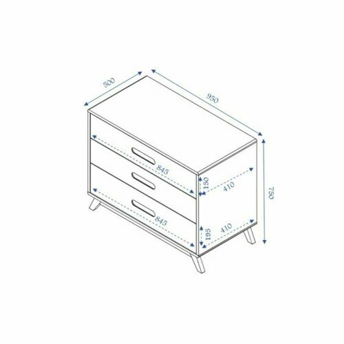 Schma dimensionnel Commode 3 tiroirs Zola