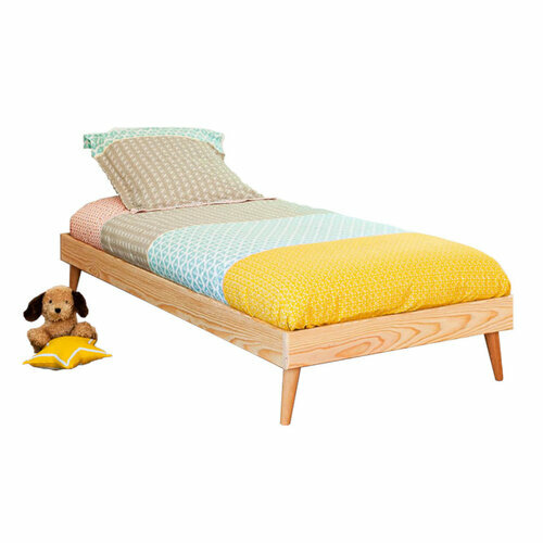 Pack lit avec pieds et matelas Doris - Bois