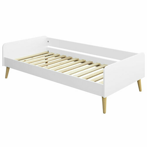 Lit avec pieds Harpe sans matelas blanc - Lit avec barrière et pieds Harpe