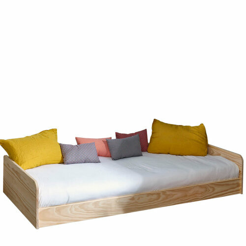 Pack lit avec matelas Harpe bois naturel