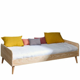 Pack lit avec pieds et matelas Harpe bois naturel