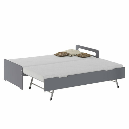 Pack Lit gigogne avec 2 matelas Louna - Gris ouvert