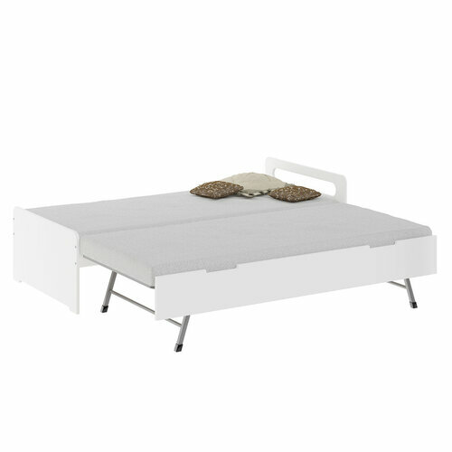 Pack Lit gigogne avec 2 matelas Louna - Blanc ouvert