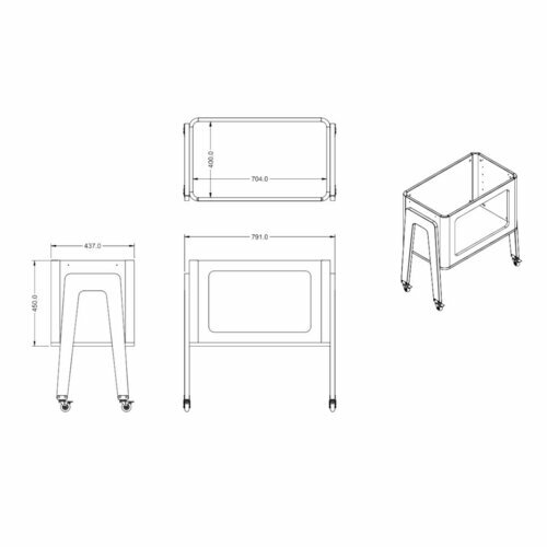 Schma dimensionnel du berceau Cododo modulable andra