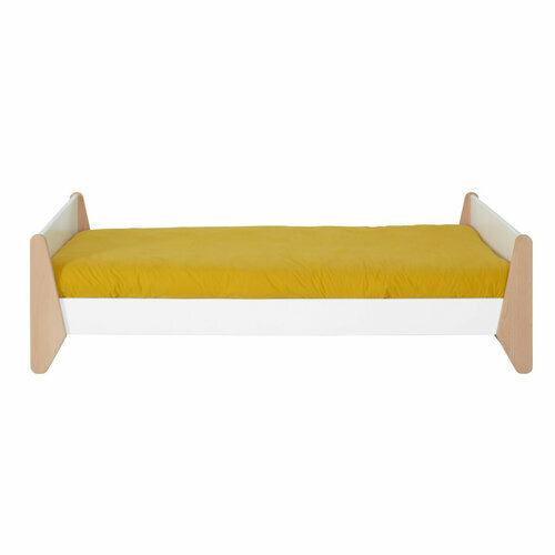 Pack lit avec matelas Yumi blanc et bois vue de face
