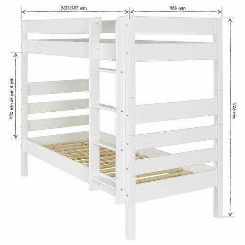 Schma dimensionnel lit superpos haut avec 2 matelas Nubie 