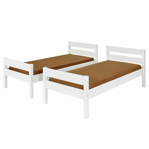 Lits jumeaux lit superpos haut avec 2 matelas Aniba blanc