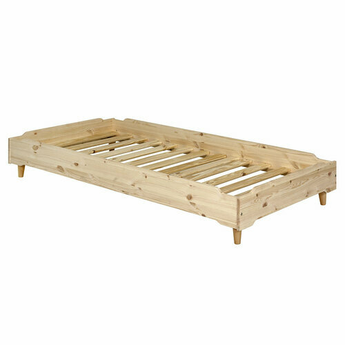 Lit empilable avec pieds bois naturel sans matelas