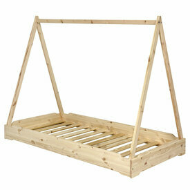 Lit empilable cabane bois naturel sans matelas