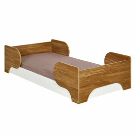 Pack lit enfant avec matelas Pango avec sommier bas blanc et bois