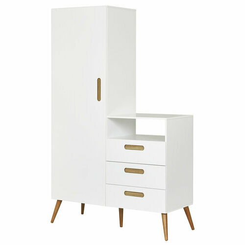 Armoire Zahia blanc et bois sans le plan  langer