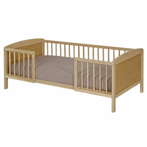 Lit bb avec barrires bois naturel avec matelas