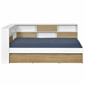 Vue de fa du pack lit cosy avec matelas Play blanc et bois