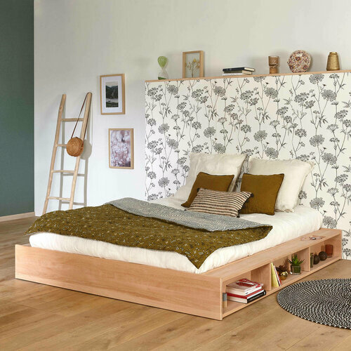 Abiance Pack lit avec matelas Malo en Bois Naturel