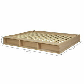 Schma dimensionnel Pack lit avec matelas Malo en Bois Naturel