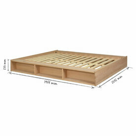 Schma dimensionnel Pack lit avec matelas Malo en Bois Naturel 160