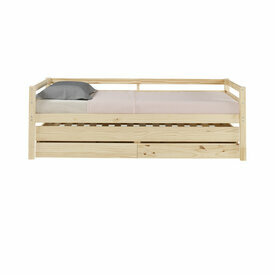 Pack lit banquette gigogne avec matelas Alma bois naturel