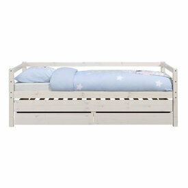 Pack lit banquette gigogne avec matelas Alma blanc