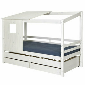 Pack lit cabane gigogne avec matelas Alma Blanc