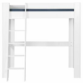 Pack lit mezzanine 2 places avec bureau et matelas Ali blanc vue de face