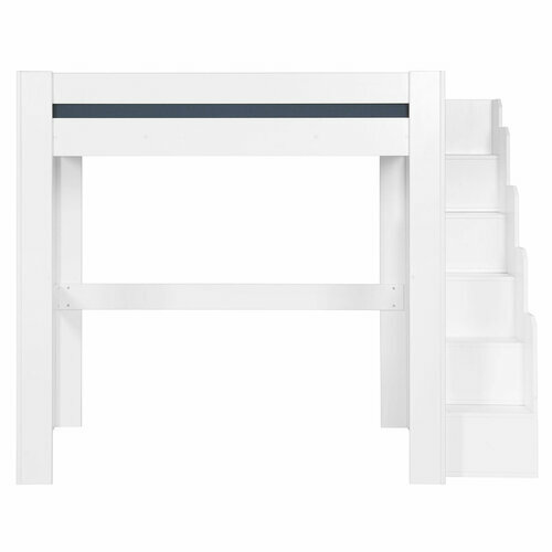 Vue de face Pack lit mezzanine avec escalier et matelas Alex blanc