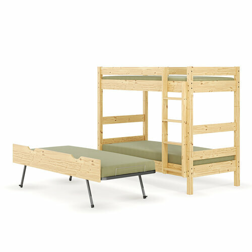 Lit superpos� avec sommier gigogne d�pli� Aaron bois
